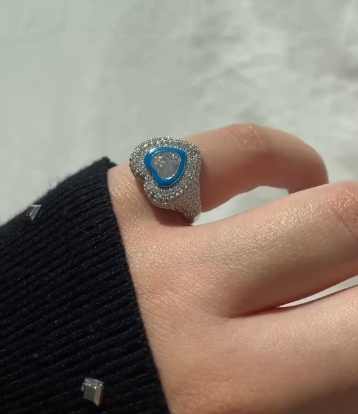 Iced heart ring