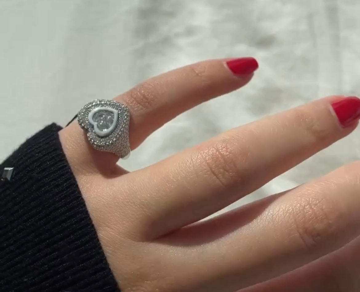 Iced heart ring
