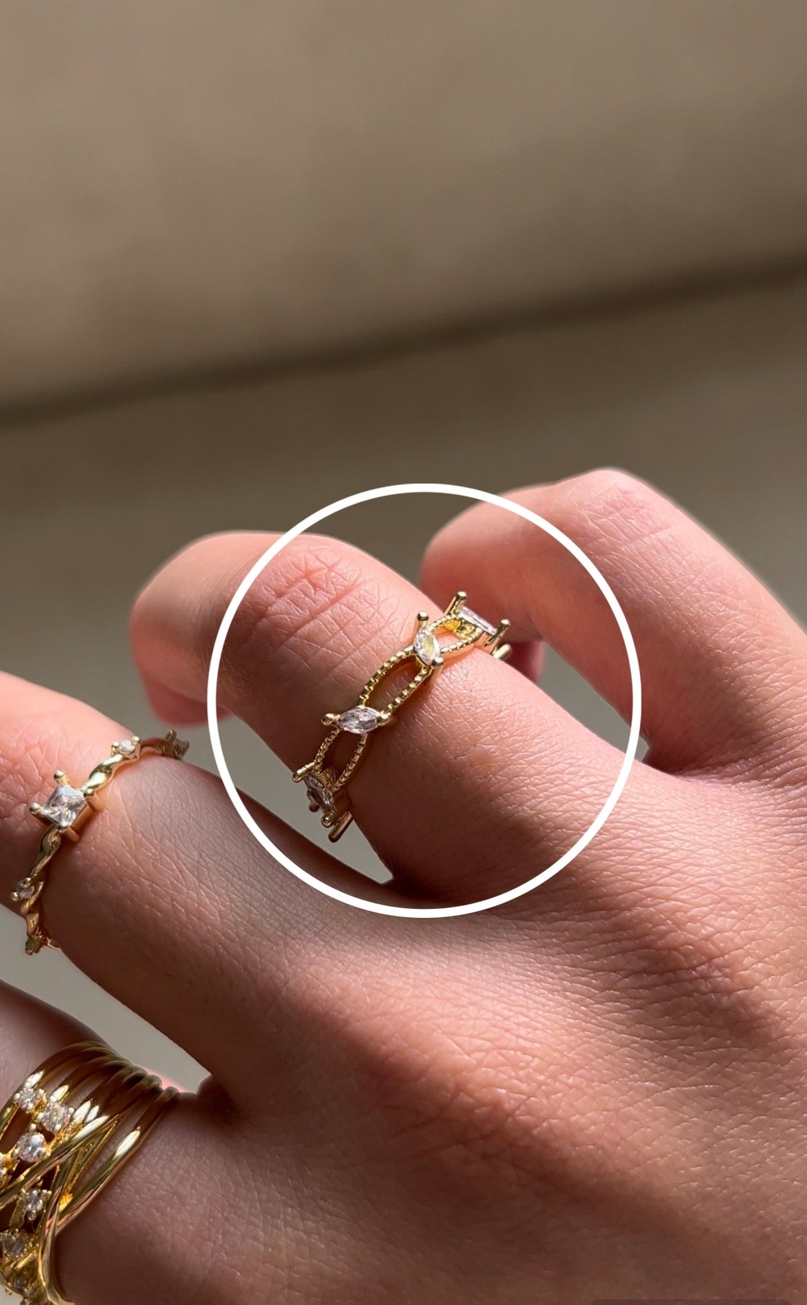 Spiked gold zircon rings