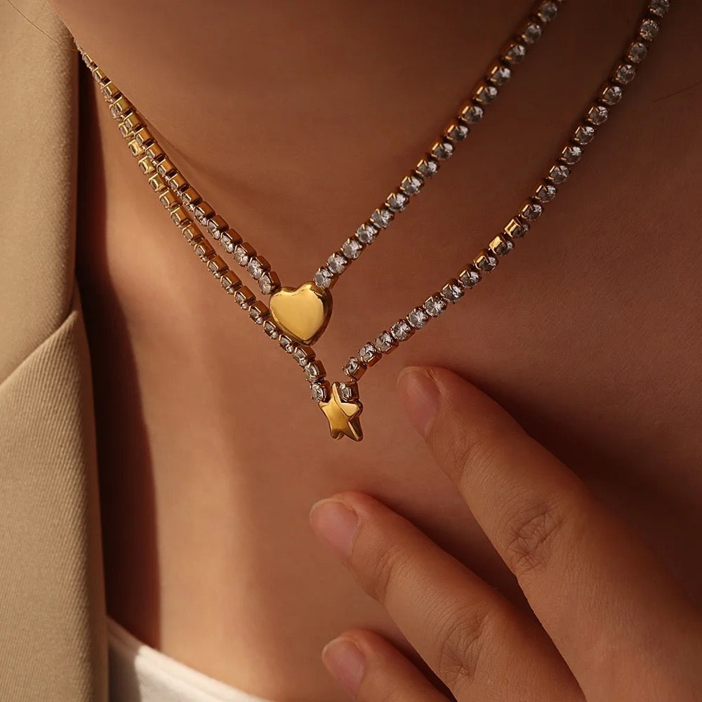 Tennis Gold Heart necklace